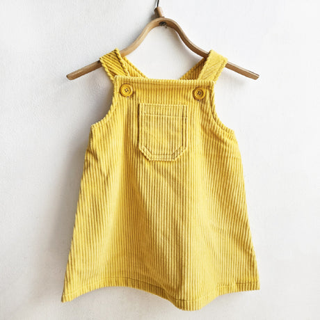 Shorties Chunky Corduroy Pinafore - Yellow Stripe