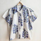 Shorties Disco Shirt Indian Block Print Lavender Blue