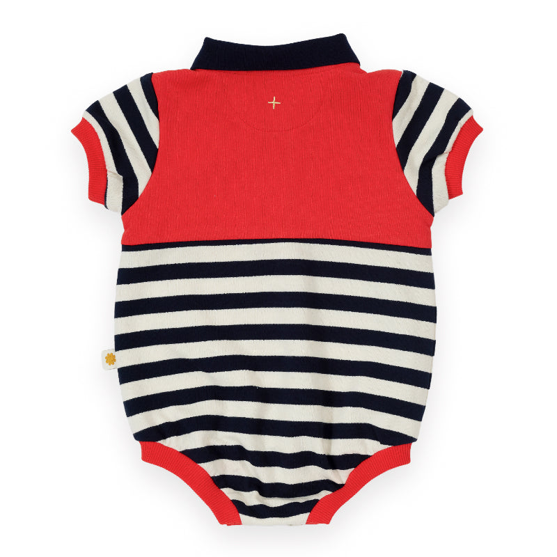 Goldie + Ace Polo Romper - Panelled Stripe