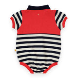 Goldie + Ace Polo Romper - Panelled Stripe