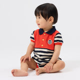 Goldie + Ace Polo Romper - Panelled Stripe