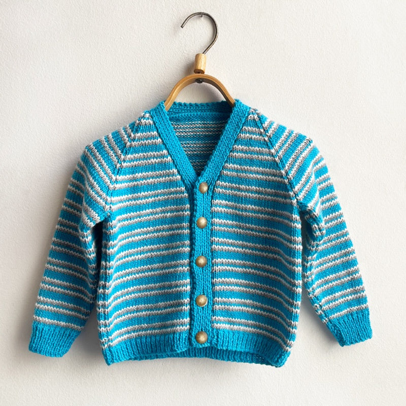 Hand Knit Striped Grandpa Cardigans - No. 15E