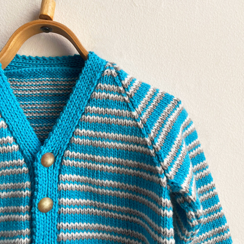 Hand Knit Striped Grandpa Cardigans - No. 15E
