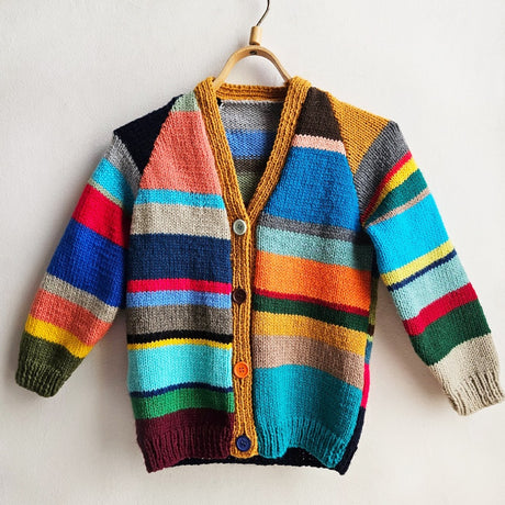Shorties Hand Knitted Colour Block Cardigan One Off