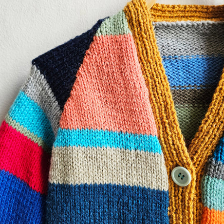 Shorties Hand Knitted Colour Block Cardigan One Off