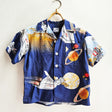 Shorties Disco Shirt Retro Space Navy with Satellites
