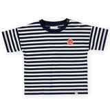 Goldie + Ace Essential Stripe Logo T-Shirt - Navy