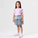 Goldie + Ace Peplum Denim Skirt - Pinstripe