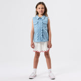 Goldie + Ace Scallop Edge Chambray Vest