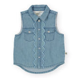 Goldie + Ace Scallop Edge Chambray Vest
