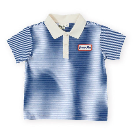 Goldie + Ace Logo Polo Top - Navy Stripe
