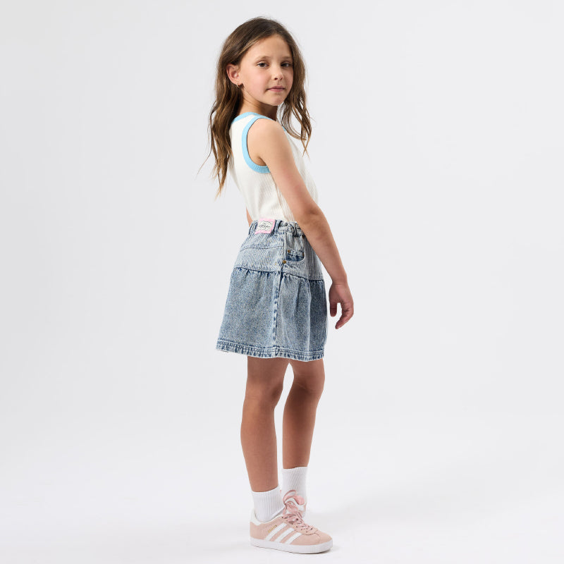 Goldie + Ace Peplum Denim Skirt - Pinstripe