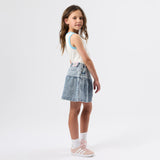 Goldie + Ace Peplum Denim Skirt - Pinstripe