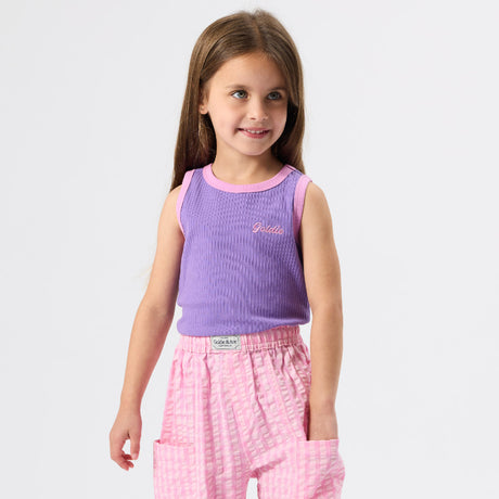 Goldie + Ace Embroidered Colour Pop Ribbed Singlet - Purple
