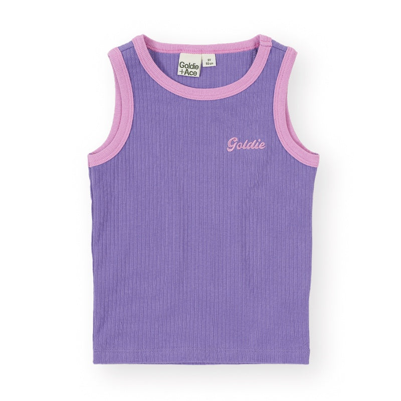 Goldie + Ace Embroidered Colour Pop Ribbed Singlet - Purple