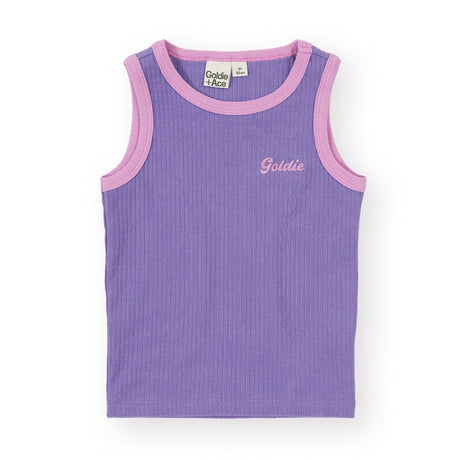 Goldie + Ace Embroidered Colour Pop Ribbed Singlet - Purple