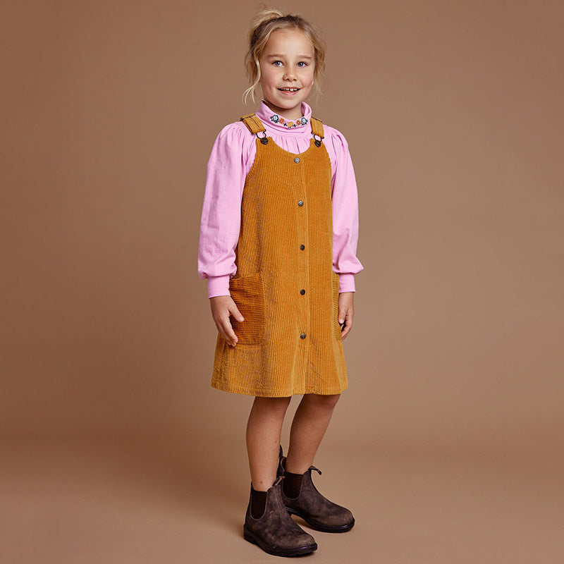 Goldie And Ace Polly Corduroy Pinafore - Golden