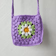 Hand crochet Granny Square bag Lavander With White Flower