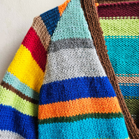 Shorties Hand Knitted Colour Block Cardigan One Off