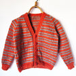 Handknitted Stripe Cardigan F Orange and Grey Stripes