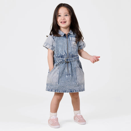 Goldie + Ace Denim Piper Dress - Pinstripe
