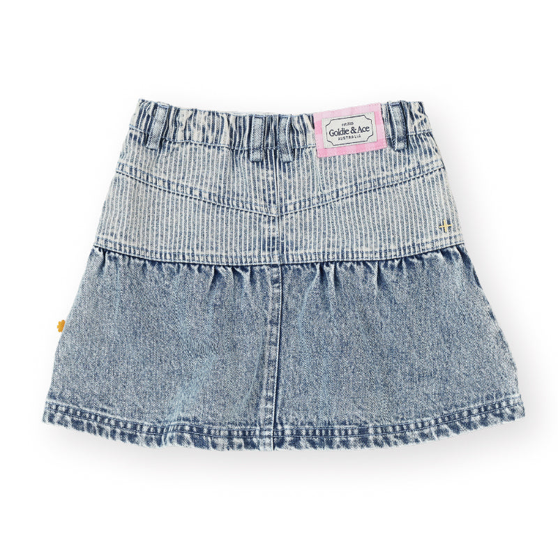 Goldie + Ace Peplum Denim Skirt - Pinstripe