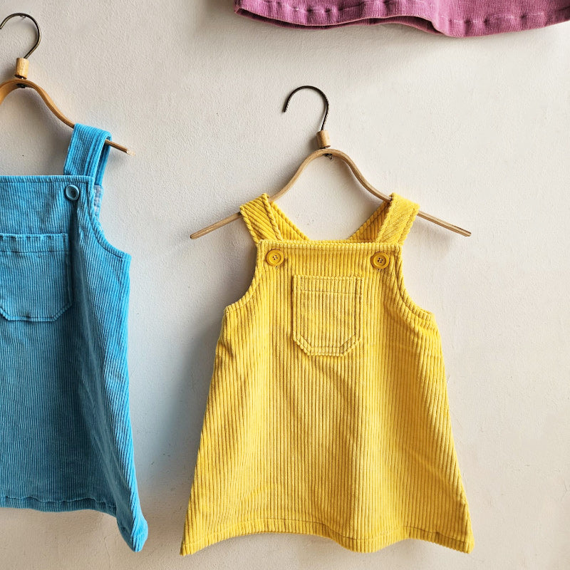 Shorties Chunky Corduroy Pinafore - Yellow Stripe