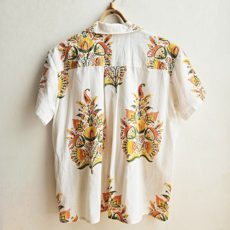 Shorties Disco Shirt Indian Block Print Yellow Orange