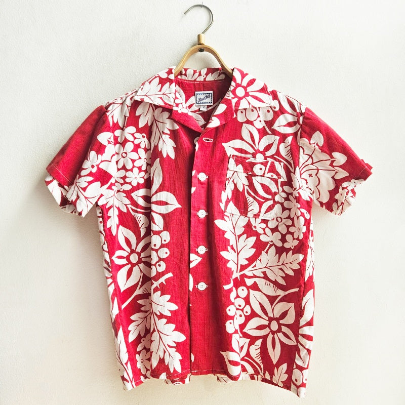 Shorties Disco Shirt Red and White Tropical Cotton
