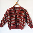 Handknitted Stripe Cardigan I Brown w Multi White Stripes