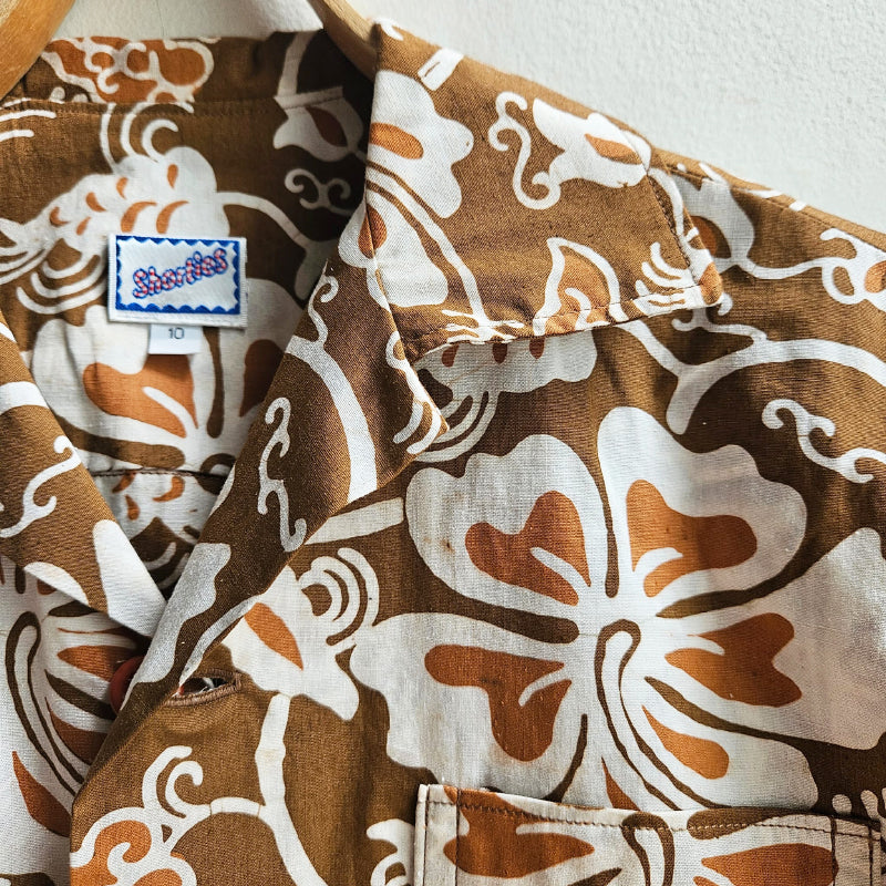 Shorties Disco Shirt Tan Hawaiian Cotton
