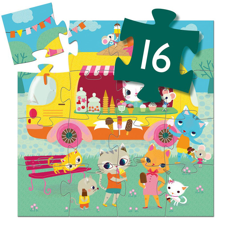 Djeco 16PC Silhouette Puzzle - Ice Cream Truck