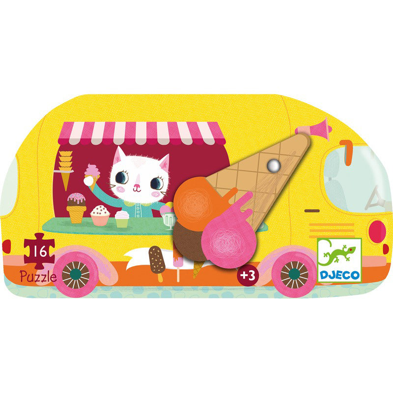 Djeco 16PC Silhouette Puzzle - Ice Cream Truck