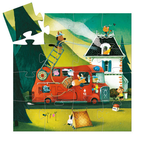Djeco 16PC Silhouette Puzzle - Fire Truck