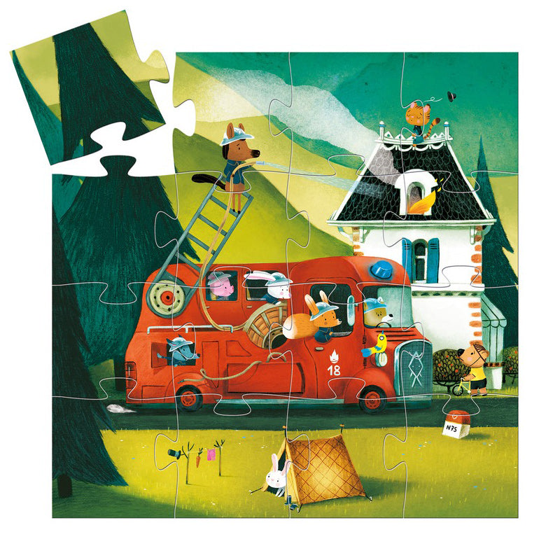 Djeco 16PC Silhouette Puzzle - Fire Truck