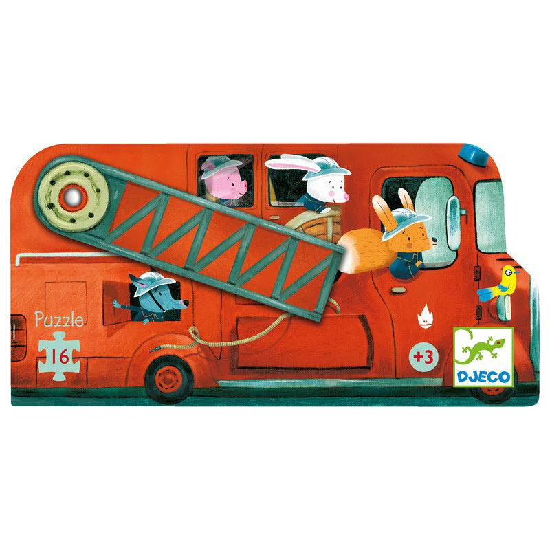 Djeco 16PC Silhouette Puzzle - Fire Truck