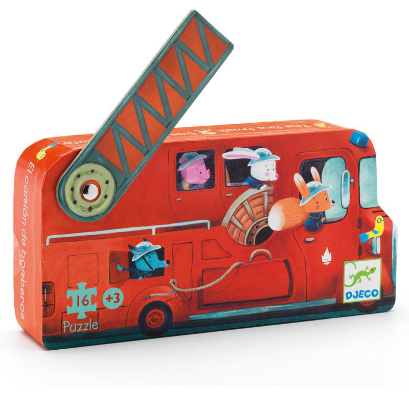 Djeco 16PC Silhouette Puzzle - Fire Truck