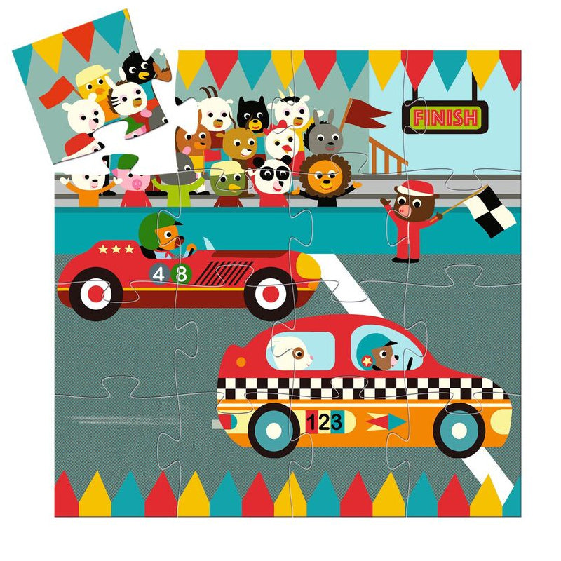Djeco 16PC Silhouette Puzzle - Racing Car