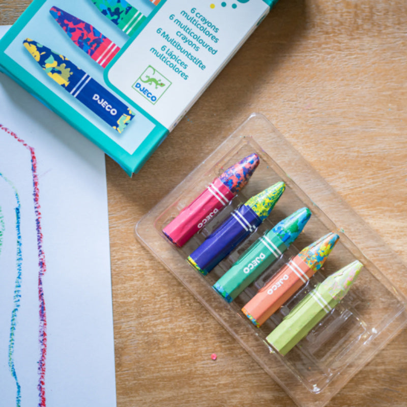 Djeco 6 Multicoloured Flower Crayons