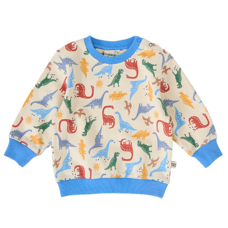 Goldie & Ace Relaxed Terry Sweater - Dino-Mite