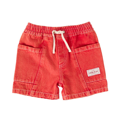 Goldie + Ace Noah Denim Pocket Shorts - Apple Red