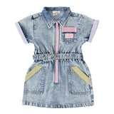 Goldie + Ace Piper Denim Belted Dress - Pastel Pop