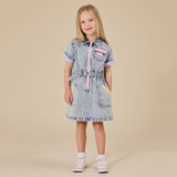 Goldie + Ace Piper Denim Belted Dress - Pastel Pop