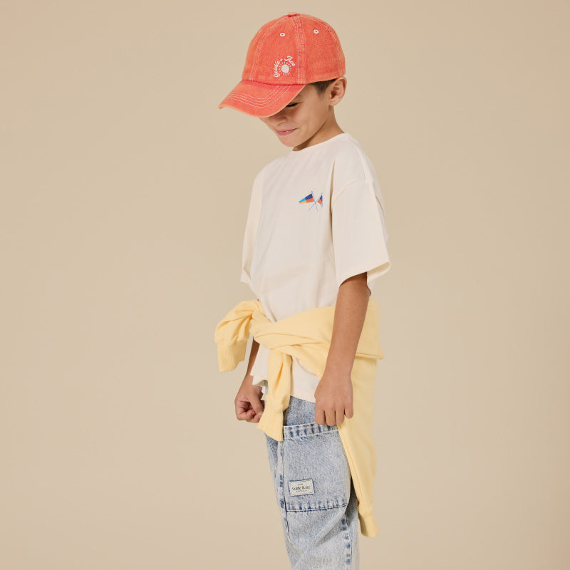 Goldie + Ace Tate Embroidered Denim Cap - Apple Red
