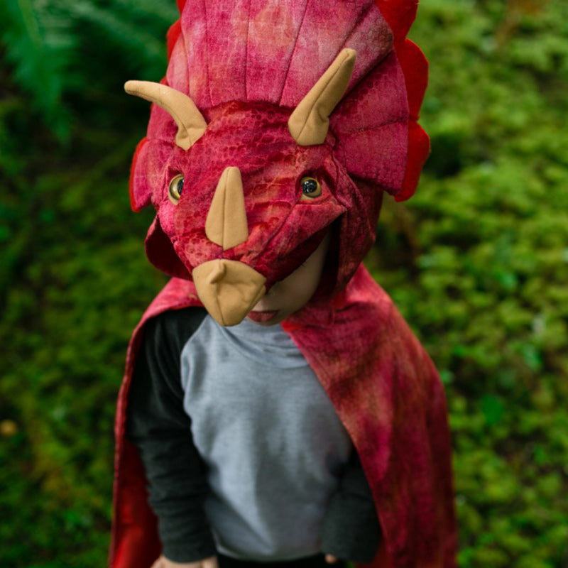 Red Triceratops Hooded Cape