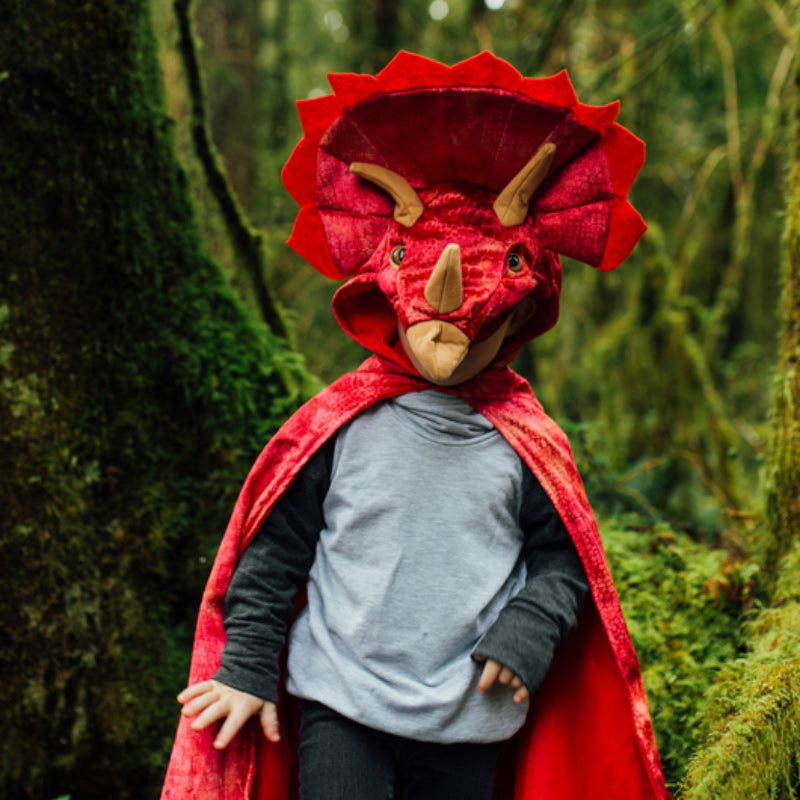 Red Triceratops Hooded Cape