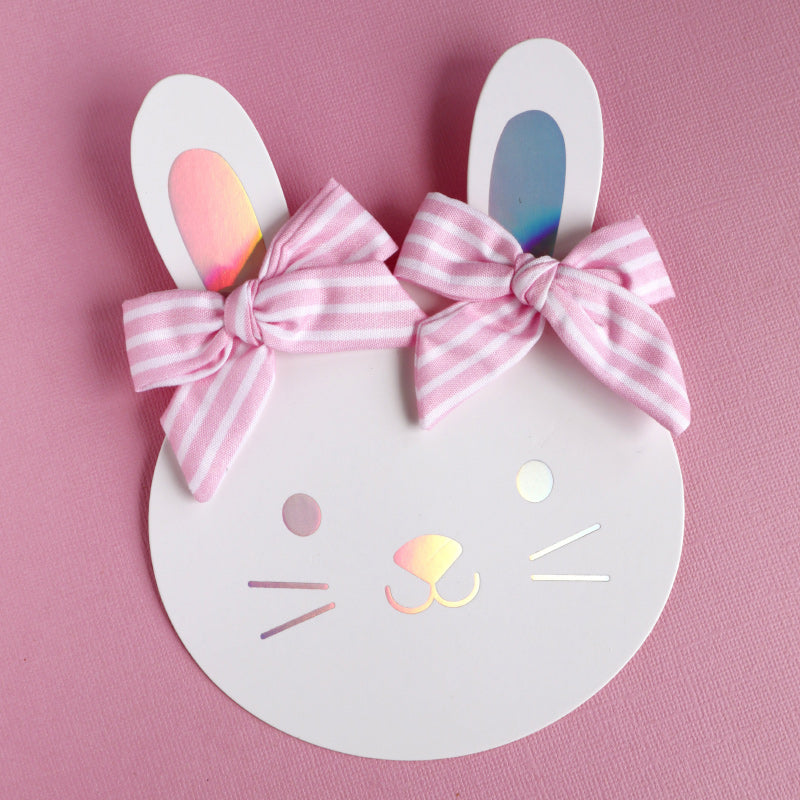 Lauren Hinkley Bow Clips - Pink Striped