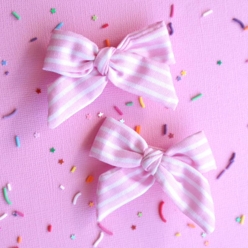 Lauren Hinkley Bow Clips - Pink Striped