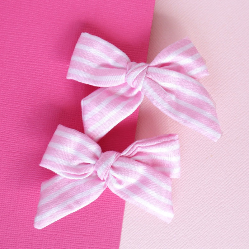 Lauren Hinkley Bow Clips - Pink Striped