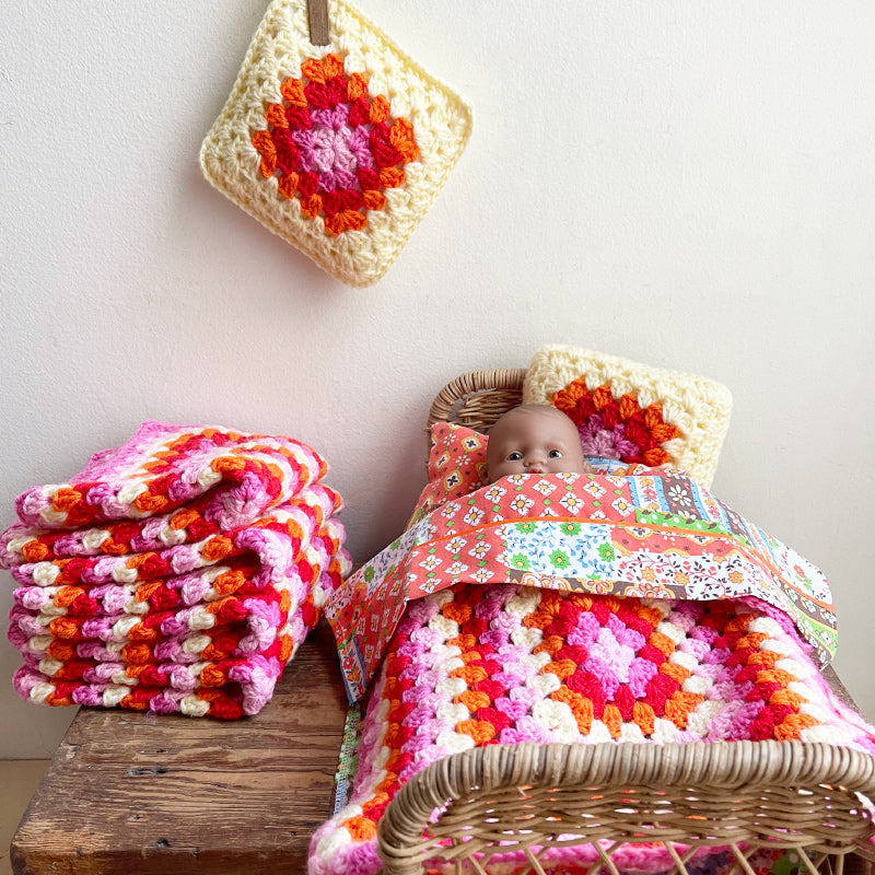Dolls Bed Blanket / Pillow Set - Pink